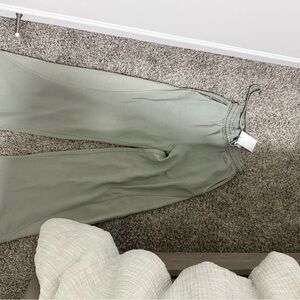Olive Green Wide-Leg Pants